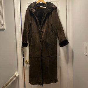 Vintage Marvin Richards Brown Leather Lined Long Coat L
